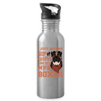 Je veux juste siroter un café et caresser mon boxer - Gourde avec paille intégrée - argent clair - Droite