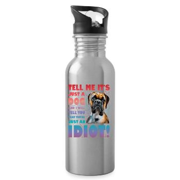 Boxer Lustiger Spruch - Trinkflasche mit integriertem Trinkhalm - Lightsilver - Rechts