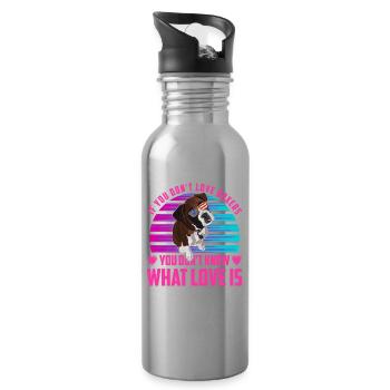 Boxer Lustiger Spruch Liebe - Trinkflasche mit integriertem Trinkhalm - Lightsilver - Rechts