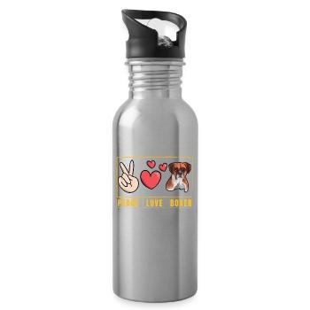 Peace Love Boxer - Gourde avec paille intégrée - argent clair - Droite