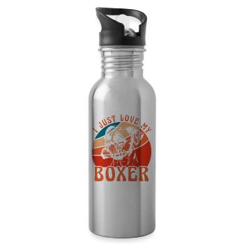 I just love my Boxer - Trinkflasche mit integriertem Trinkhalm - Lightsilver - Rechts