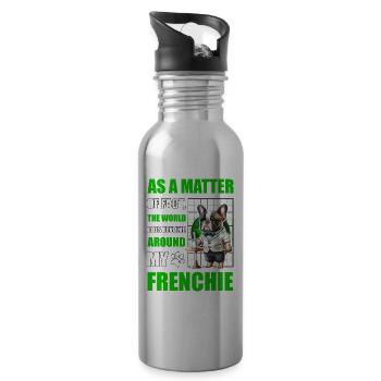French Bulldog Funny Language - Water bottle with straw - silver - Right