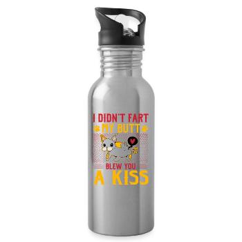 I didn't fart my ass blew a kiss French Bulldog - Water bottle with straw - silver - Right