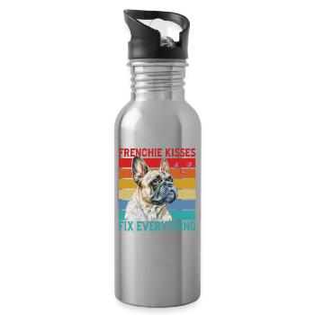 Frenchie Kisses répare tout - Gourde avec paille intégrée - argent clair - Droite