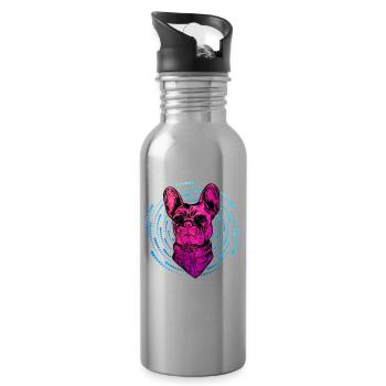 Bouledogue français - Gourde avec paille intégrée - argent clair - Droite