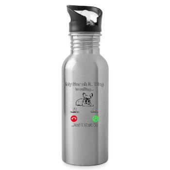 My French Bulldog is calling and I must go - Trinkflasche mit integriertem Trinkhalm - Lightsilver - Rechts