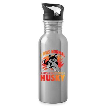 I was normal until I got my first Husky - Trinkflasche mit integriertem Trinkhalm - Lightsilver - Rechts