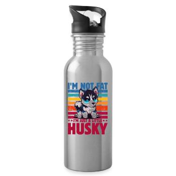 Je ne suis pas gros, je suis juste un peu husky - Gourde avec paille intégrée - argent clair - Droite