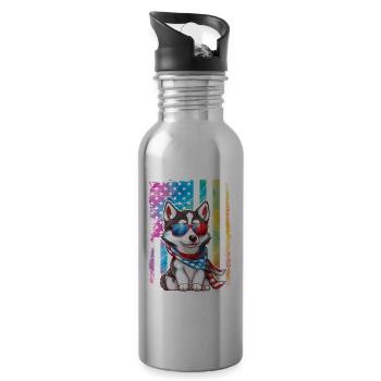 Husky États-Unis - Gourde avec paille intégrée - argent clair - Droite