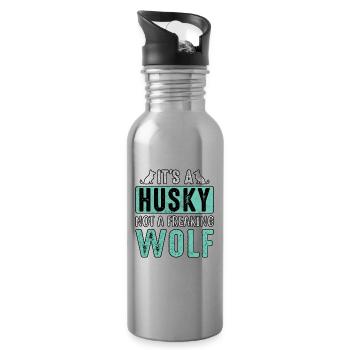 It's a husky not a freaking wolf - Water bottle with straw - silver - Right
