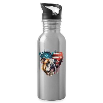 Bulldog anglais États-Unis - Gourde avec paille intégrée - argent clair - Droite