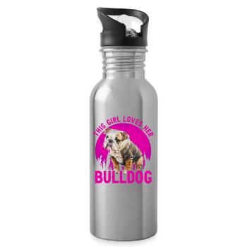This Girl loves her Bulldog - Water bottle with straw - silver - Right