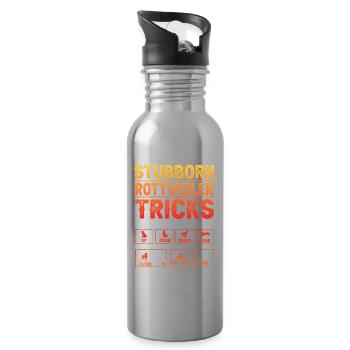 Stubborn Rottweiler Tricks - Trinkflasche mit integriertem Trinkhalm - Lightsilver - Rechts