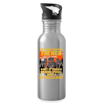 Rottweiler Daddy - Water bottle with straw - silver - Right
