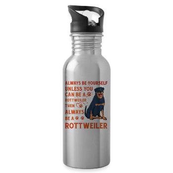 Rottweiler drôle de dicton - Gourde avec paille intégrée - argent clair - Droite