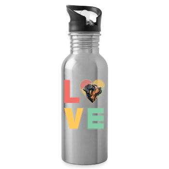 Love Rottweiler - Water bottle with straw - silver - Right
