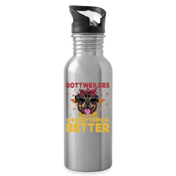 Rottweilers make everything better - Water bottle with straw - silver - Right
