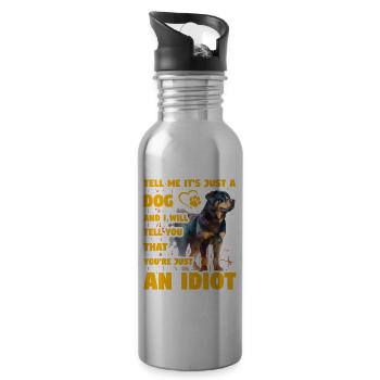 Rottweiler drôle de dicton - Gourde avec paille intégrée - argent clair - Droite