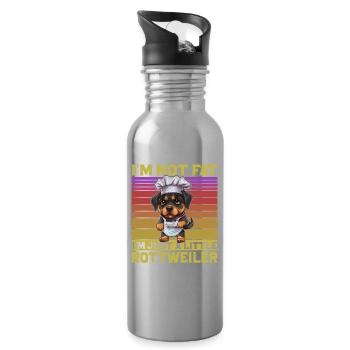 I'm not fat I'm just a little Rottweiler - Water bottle with straw - silver - Right