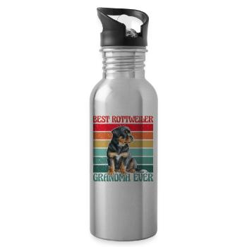 Meilleure grand-mère Rottweiler de tous les temps - Gourde avec paille intégrée - argent clair - Droite