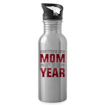 Rottweiler mom of the year - Trinkflasche mit integriertem Trinkhalm - Lightsilver - Rechts