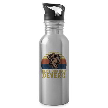 Best dog dad ever Rottweiler - Trinkflasche mit integriertem Trinkhalm - Lightsilver - Rechts
