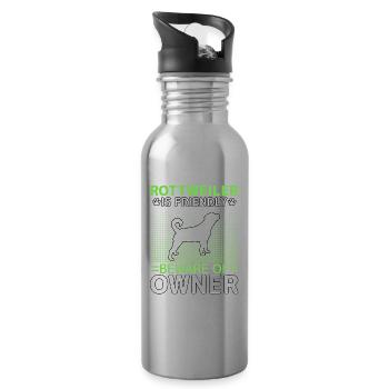 Rottweiler is friendly beware of owner - Water bottle with straw - silver - Right