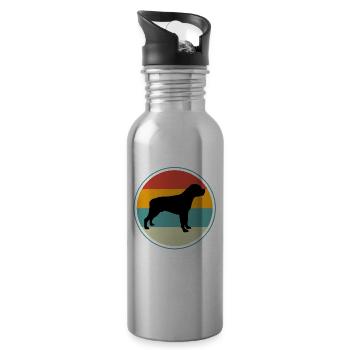 Rottweiler Retro - Water bottle with straw - silver - Right
