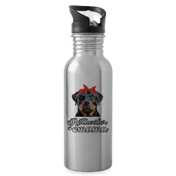 Rottweiler Mama - Trinkflasche mit integriertem Trinkhalm - Lightsilver - Rechts