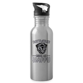 Rottweiler me rend heureux - Gourde avec paille intégrée - argent clair - Droite
