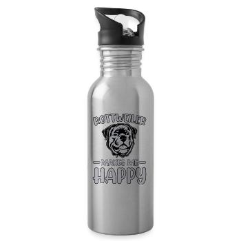 Rottweiler me rend heureux - Gourde avec paille intégrée - argent clair - Droite