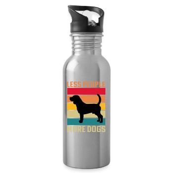 Moins de gens plus de chiens - Gourde avec paille intégrée - argent clair - Droite
