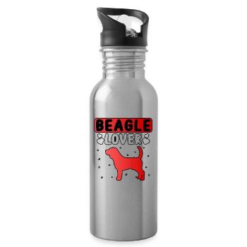 Beagle lover - Water bottle with straw - silver - Right