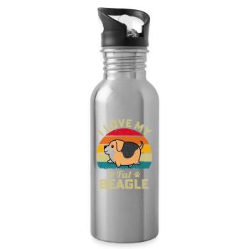 J’aime mon gros Beagle - Gourde avec paille intégrée - argent clair - Droite