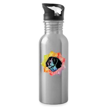 Beagle Hund - Trinkflasche mit integriertem Trinkhalm - Lightsilver - Rechts