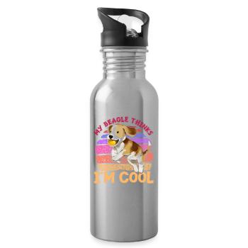 Mon Beagle pense que je suis cool - Gourde avec paille intégrée - argent clair - Droite