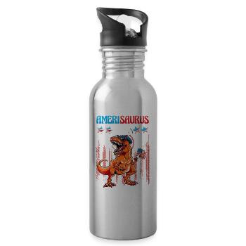 Amerisaurus Rex 4th July - Trinkflasche mit integriertem Trinkhalm - Lightsilver - Rechts