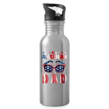 All American Dad - Water bottle with straw - silver - Right