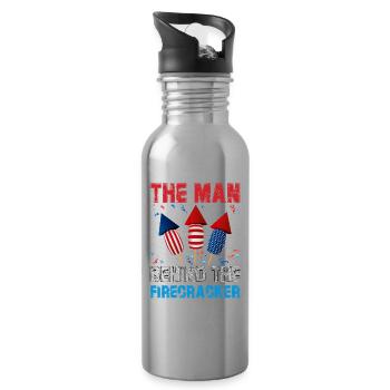 The Man behind the Firecracker - Water bottle with straw - silver - Right