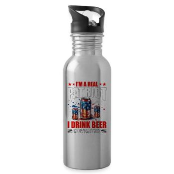 I'm a real Patriot I drink Beer and everything - Water bottle with straw - silver - Right