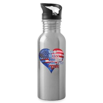 God bless America Land that I love - Trinkflasche mit integriertem Trinkhalm - Lightsilver - Rechts