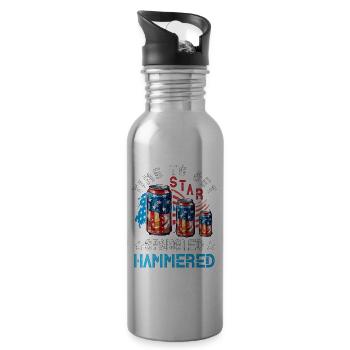 Time to get Star Spangled Hammered - Water bottle with straw - silver - Right