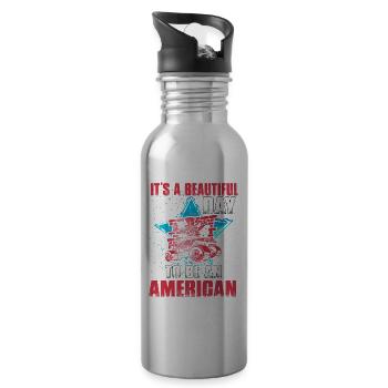It's a beautiful day to be an American 4. Juli - Trinkflasche mit integriertem Trinkhalm - Lightsilver - Rechts