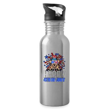HAPPY 4TH OF JULY - Water bottle with straw - silver - Right