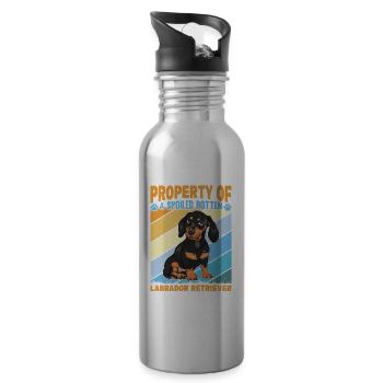 Propriété d’un Labrador Retriever pourri gâté - Gourde avec paille intégrée - argent clair - Droite