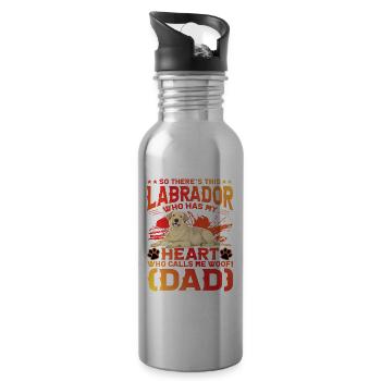 Labrador Dad - Water bottle with straw - silver - Right