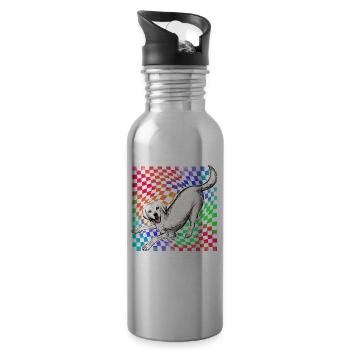 Labrador Retro - Water bottle with straw - silver - Right