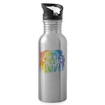 Labrador Retro - Water bottle with straw - silver - Right