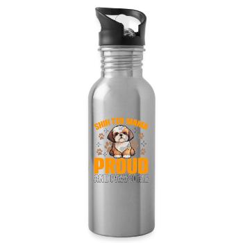 Shih Tzu mama proud and pawsome - Water bottle with straw - silver - Right