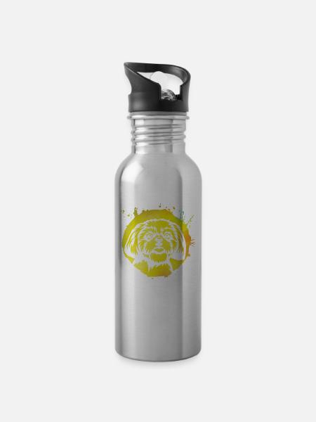 Shih Tzu - Trinkflasche mit integriertem Trinkhalm - Lightsilver